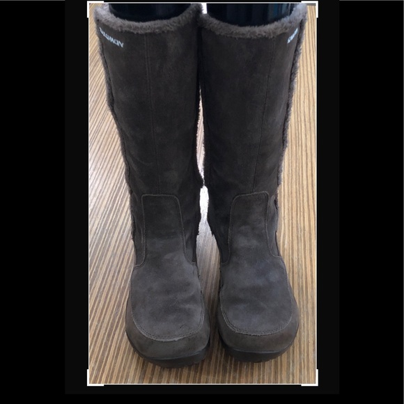 Salomon Emmy Waterproof Insulated Brown Suede Boots Winter Snow - Picture 3 of 9